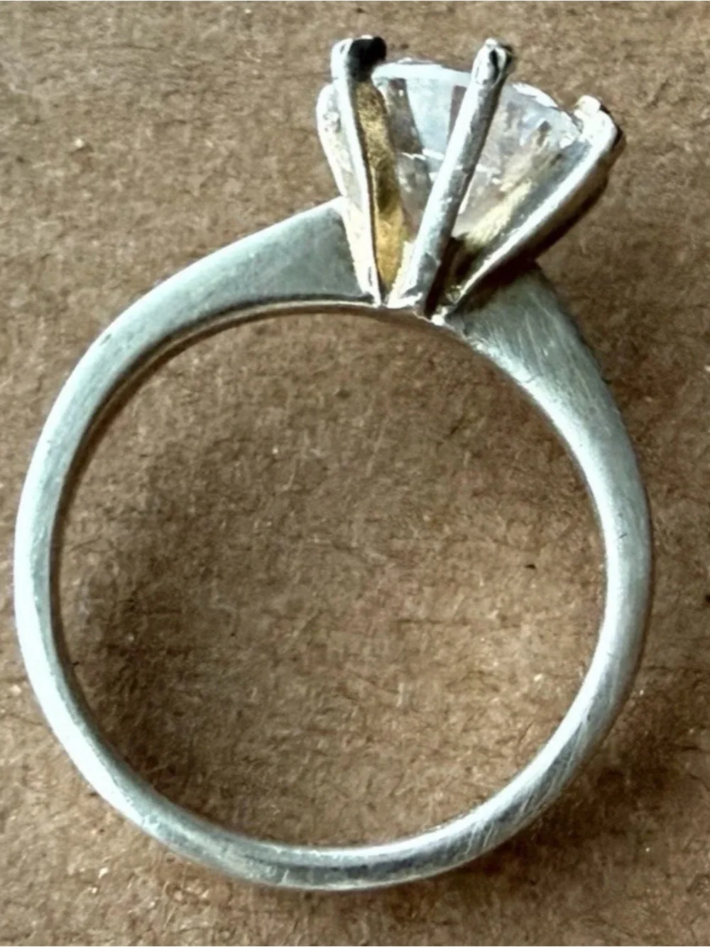 925 Sterling Silver Engagement Ring women’s Clear Crystal Prong setting Size 6